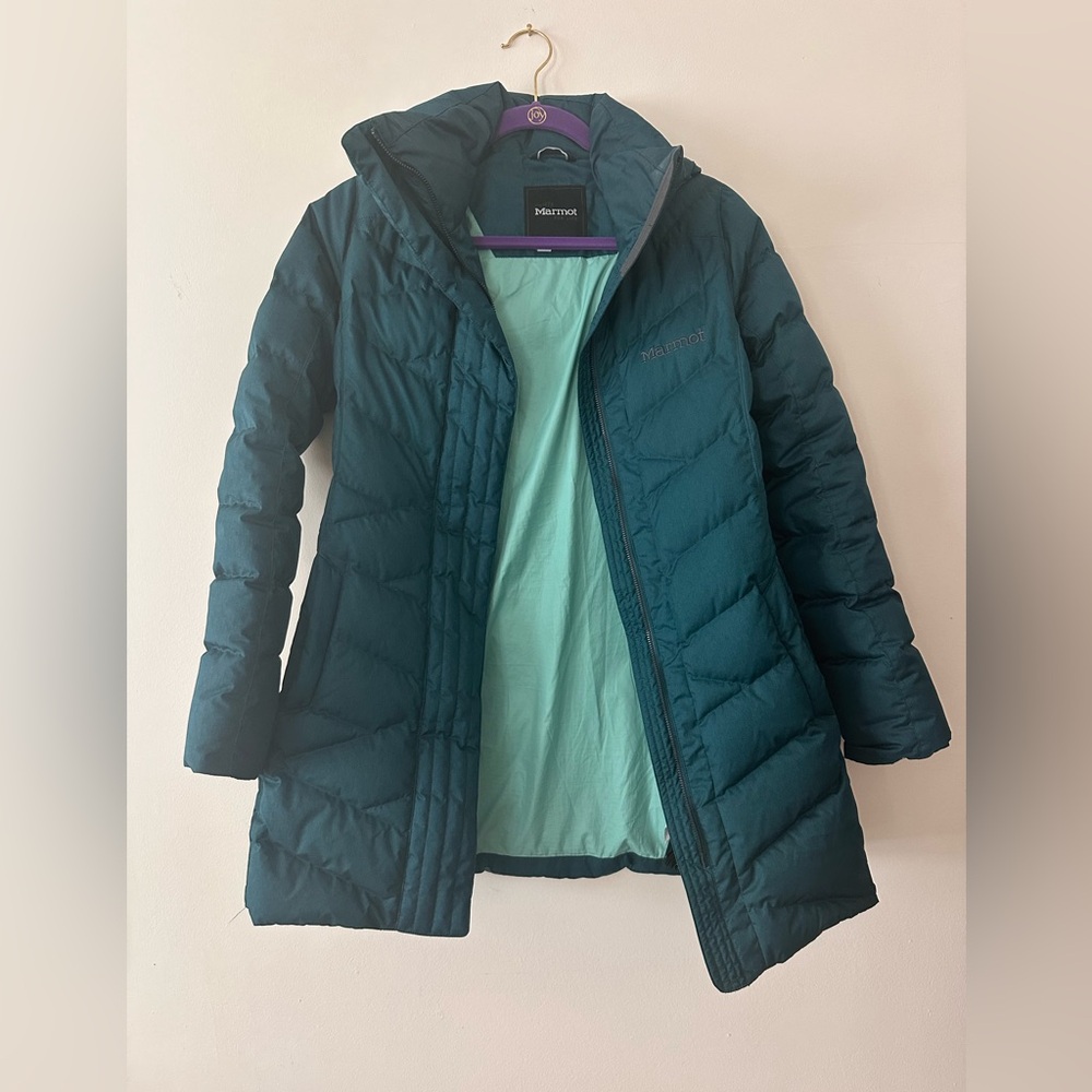 Marmot dark teal down jacket